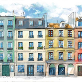 УЛИЦА. ЦВЕТНЫЕ ДОМА.