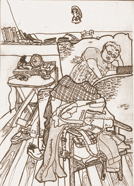 Мужчина средних лет в бардаке