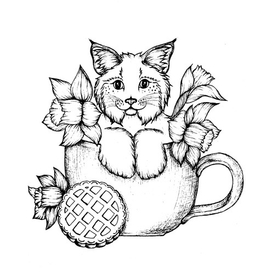 Рысенок и нарциссы