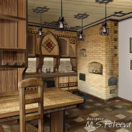 Эскиз кухонного гарнитура в стиле "русский модерн"