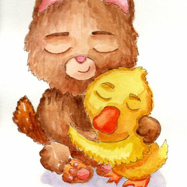 Персонажи котик Мусь и гусь Кусь