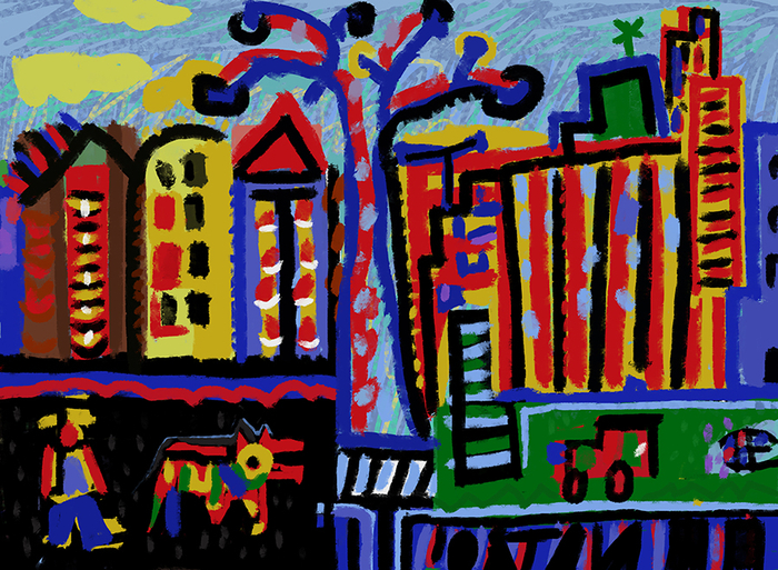 Мальчик с красной собакой