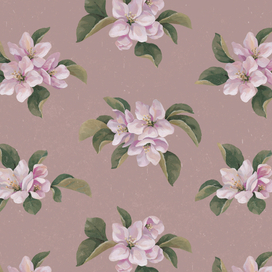 Паттерн с иллюстрациями цветов сакуры для текстиля