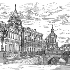 Воронеж. Рисунок под гравюру