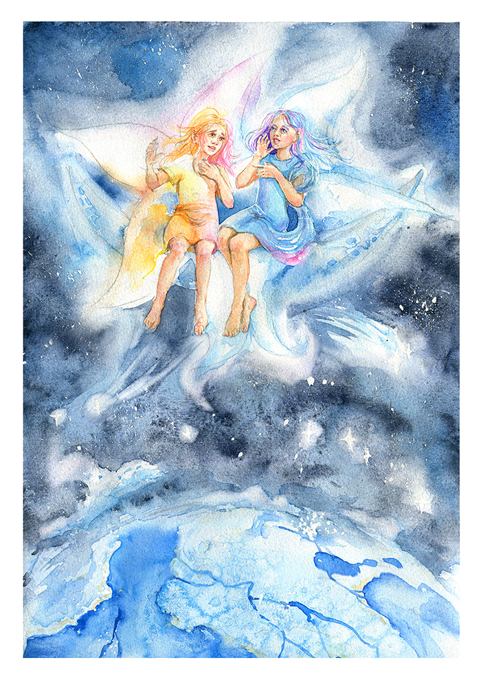 Подруги. Иллюстрация к книге Ю. Чернухиной "Волшебные витражи"