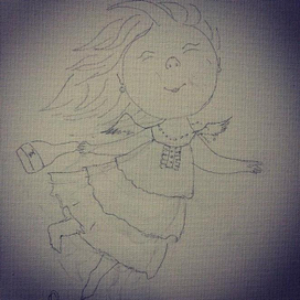 scetch flying girl