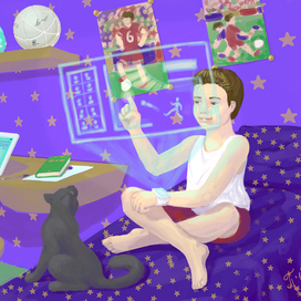 Иллюстрация к фантастическому рассказу о полете на луну