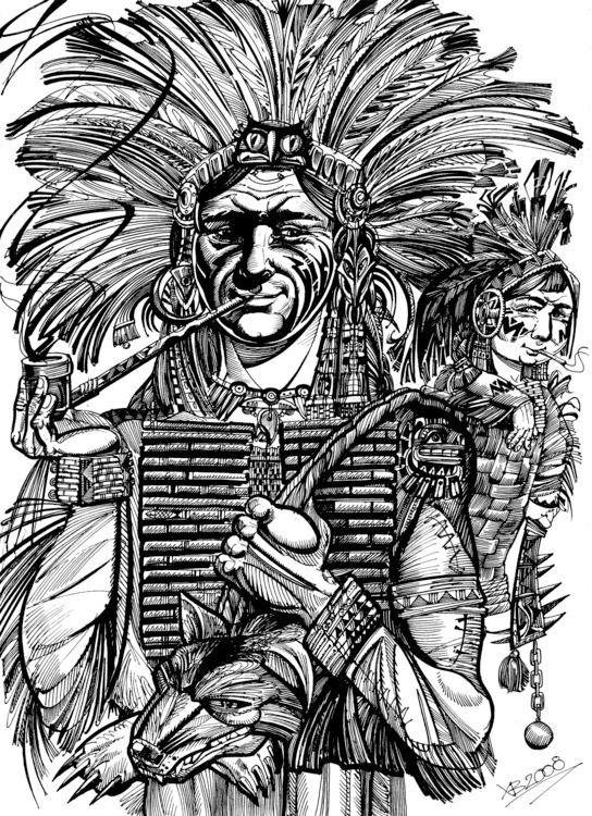 Индейцы.Отец и сын.Портрет.