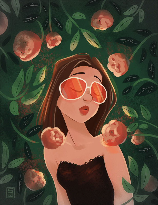 Девушка с пионами