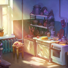 Солнечное утро на кухне