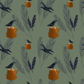 Декоратиный узор с вороном