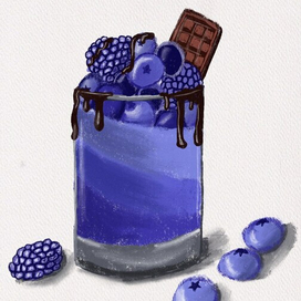 Стакан с ягодами и шоколадом