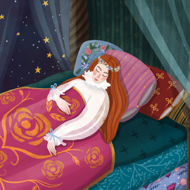 Фрагмент иллюстрации «принцесса на горошине»