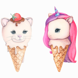 Мороженое Котик и Единорог