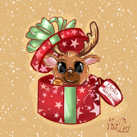 Открытка на Новый год- "Оливер подарок!"