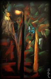 Вид из окна ночью.