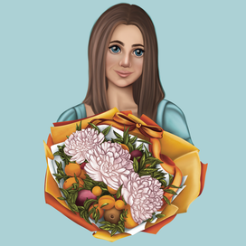 Девушка с букетом