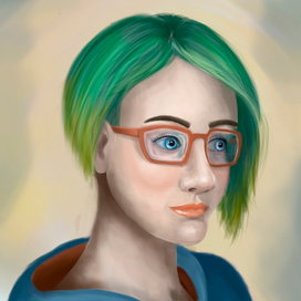 девушка с зелёными волосами