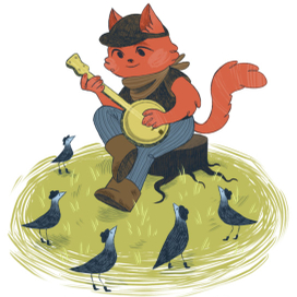 Кот играет на банджо