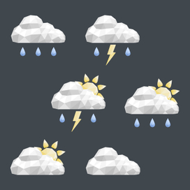 Иконки погоды в стиле low-poly