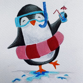 Иллюстрация летнего пингвина
