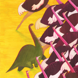 Динозавр желает познакомиться со страусами