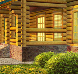 Дом из бревен фрагмент