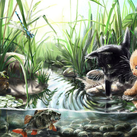 коты у реки