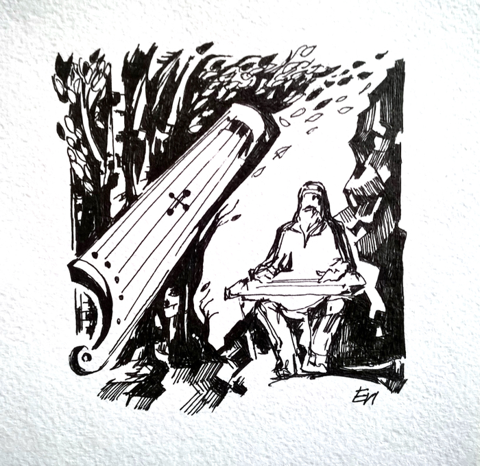 Калевала. Вяйнемейнен делает кантеле из берёзы