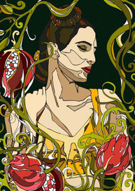 In the shade of a pomegranate 