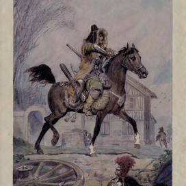 Тюрки в Париже. Иллюстрация. Эстамп. 25 х 36 см.