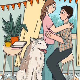 Пара с собакой