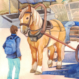 "Самый красивый конь" Б.Алмазова. Иллюстрация к 1 главе