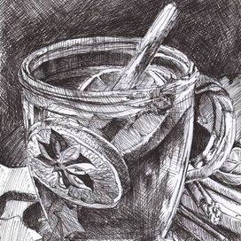 Чашка чая с лимоном и специями