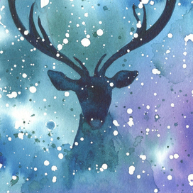 Рождественская открытка.Олень.