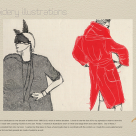 Иллюстрация машинной строчкой на ткани