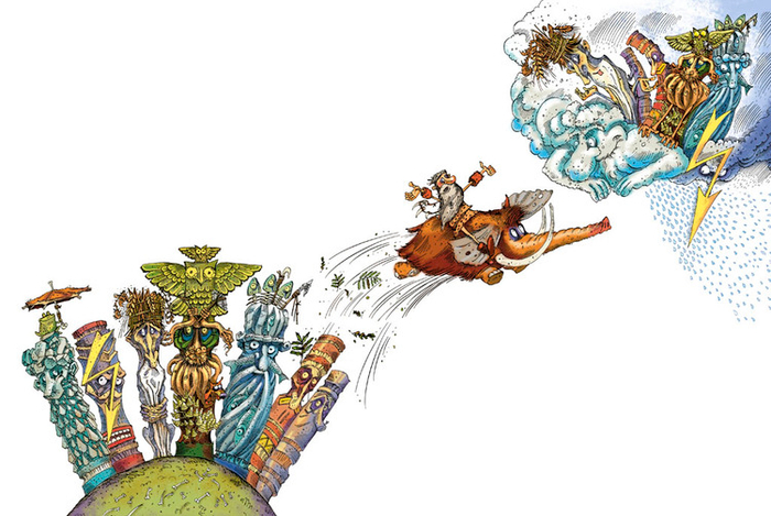 Иллюстрация к книге А. Усачёва «Первобытная история», издательство «Азбука», 2015 г.