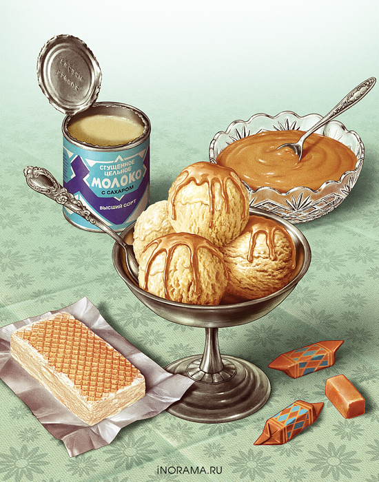 Иллюстрация для упаковки мороженого. Для ООО «Хладокомбинат № 1».