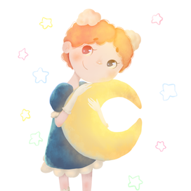 серия иллюстраций о детской лунной сказке