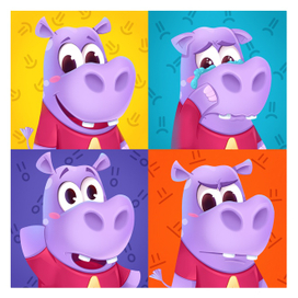 Иконка для меню Эмоции. Бегемотик Логопотам