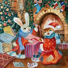 Кот и Кролик собирают подарки 