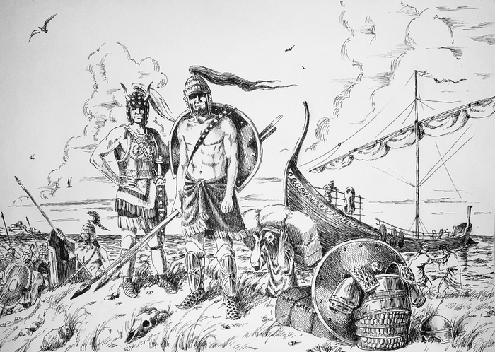 Высадка ахейцев на берегу у города Троя