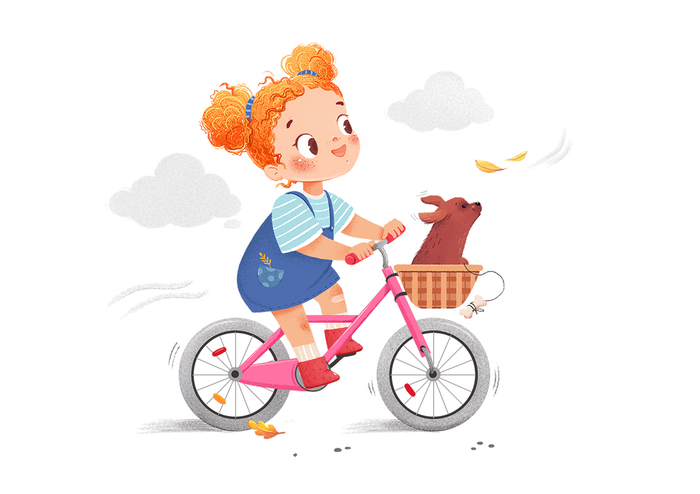 Девочка и щенок.