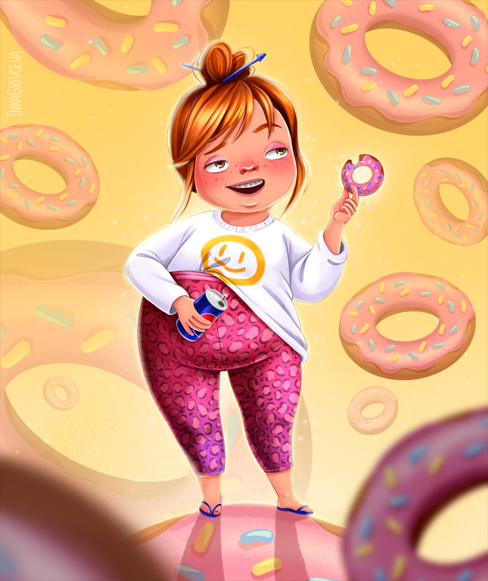 Девочка с пончиками