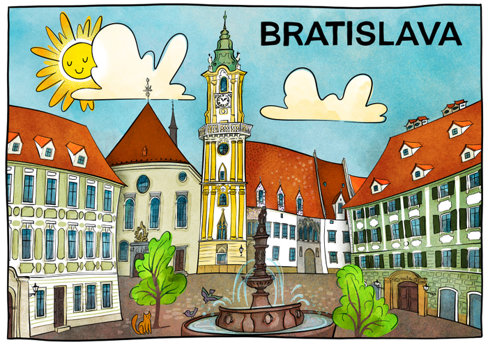 Братислава: площадь с ратушей
