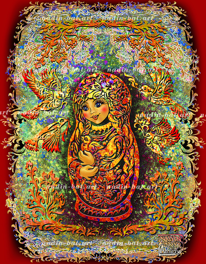 Как птицы матрешку украшали.Матрешка1.