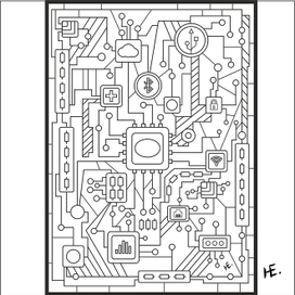 Раскраска для взрослых. Микросхемы.