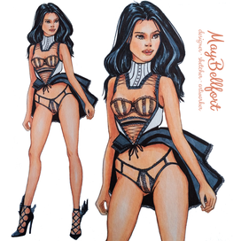 Модная иллюстрация маркерами скетч