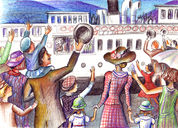 Пароход. иллюстрация к книге"Фокс Микки" Саши Черного