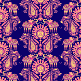 Индийский слон. Бесшовный узор